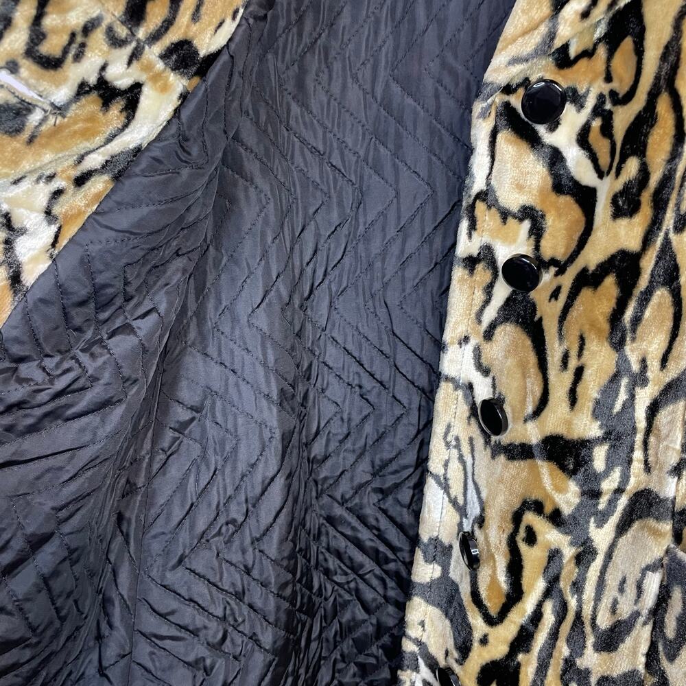 Vintage 60s 70s Glenbrooke Mod Velvet Faux Fur Leopard Ocelot Belted Jacket Coat - Picture 8 of 16